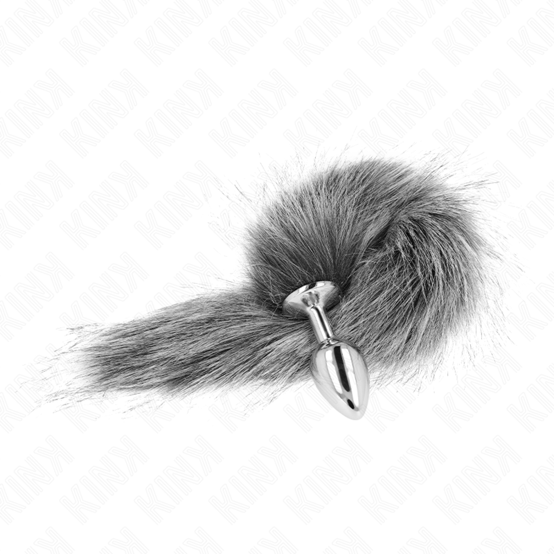 KINK - PLUG ANAL TAILLE S 7 X 3 CM AVEC QUEUE SYNTHÉTIQUE 40 CM GRIS - 7eme ciel