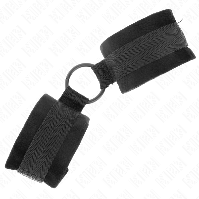 KINK - MANCHETTES DÉBUTANT FOURRURE 25 CM AVEC O-RING 4 CM NOIR AJUSTABLE 15-25 CM - 7eme ciel