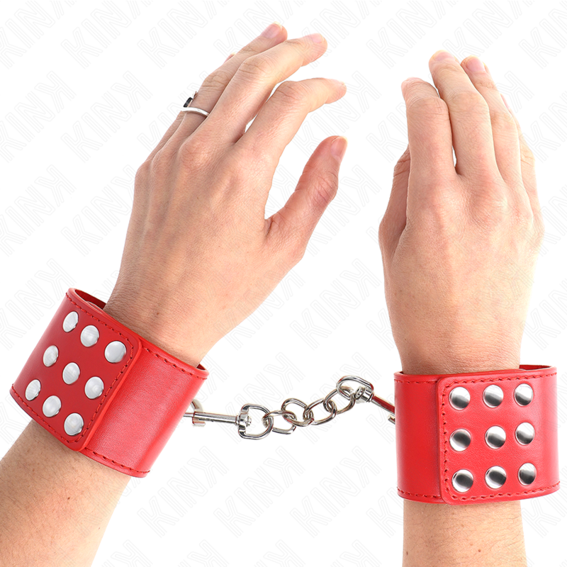KINK - APPUI-POIGNETS AVEC BOUTON-PRESSION ROUGE RÉGLABLE 19-24 CM X 5,5 CM - 7eme ciel