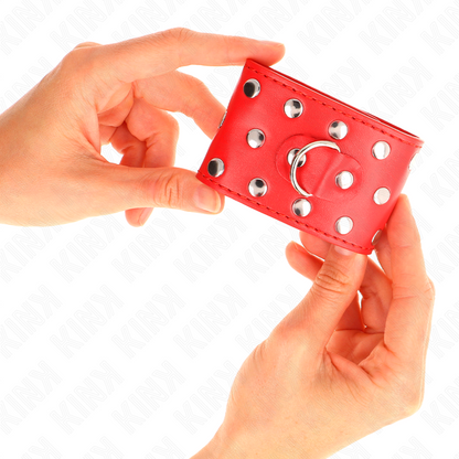 KINK - APPAREILS DE RETENUE POIGNETS AVEC FERMETURE PRESSION PLEINE DE RIVETS ROUGE AJUSTABLE 19-24 CM X 5,5 CM - 7eme ciel