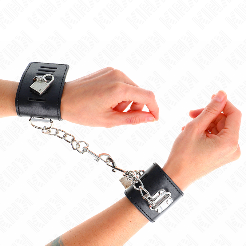 KINK - APPUI-POIGNETS AVEC FERMETURE PAR CADENAS NOIR AJUSTABLE 16-23 CM X 5,5 CM - 7eme ciel
