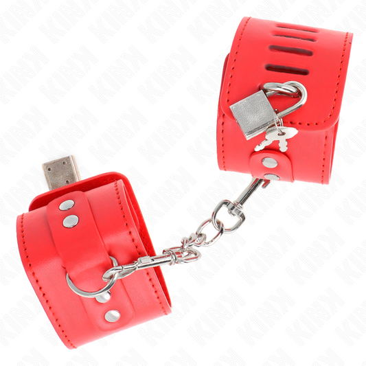 KINK - APPUI-POIGNETS AVEC FERMETURE PAR CADENAS ROUGE AJUSTABLE 16-23 CM X 5,5 CM - 7eme ciel