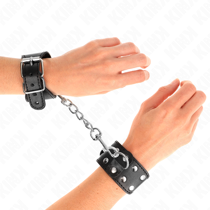KINK - BRACELETS AVEC DOUBLE LIGNE DE CLOUS RÉGLABLES NOIR - 7eme ciel
