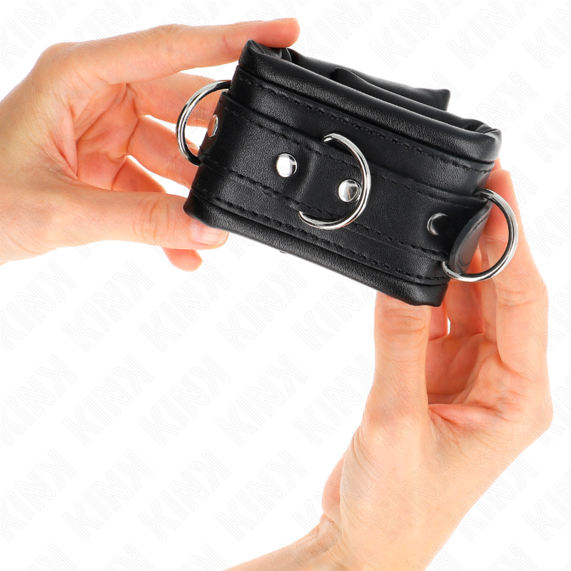 KINK - APPUI-POIGNETS LOURDS DOUBLÉS DE FOURRURE NOIRE RÉGLABLES 20-30 CM X 6 CM - 7eme ciel