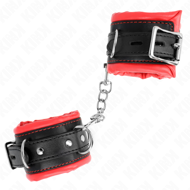 KINK - APPUI-POIGNETS LOURDS DOUBLÉS DE FOURRURE ROUGE AJUSTABLES 20-30 CM X 6 CM - 7eme ciel