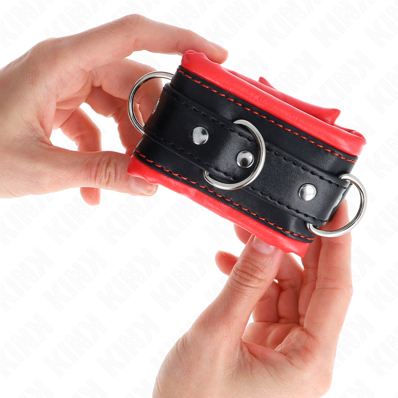KINK - APPUI-POIGNETS LOURDS DOUBLÉS DE FOURRURE ROUGE AJUSTABLES 20-30 CM X 6 CM - 7eme ciel