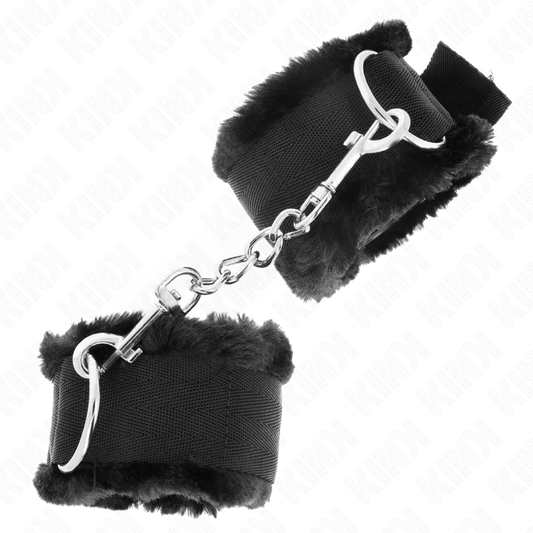 KINK - APPUI-POIGNETS DOUBLÉS DE FOURRURE NOIR AJUSTABLE 17-31 CM X 7 CM - 7eme ciel