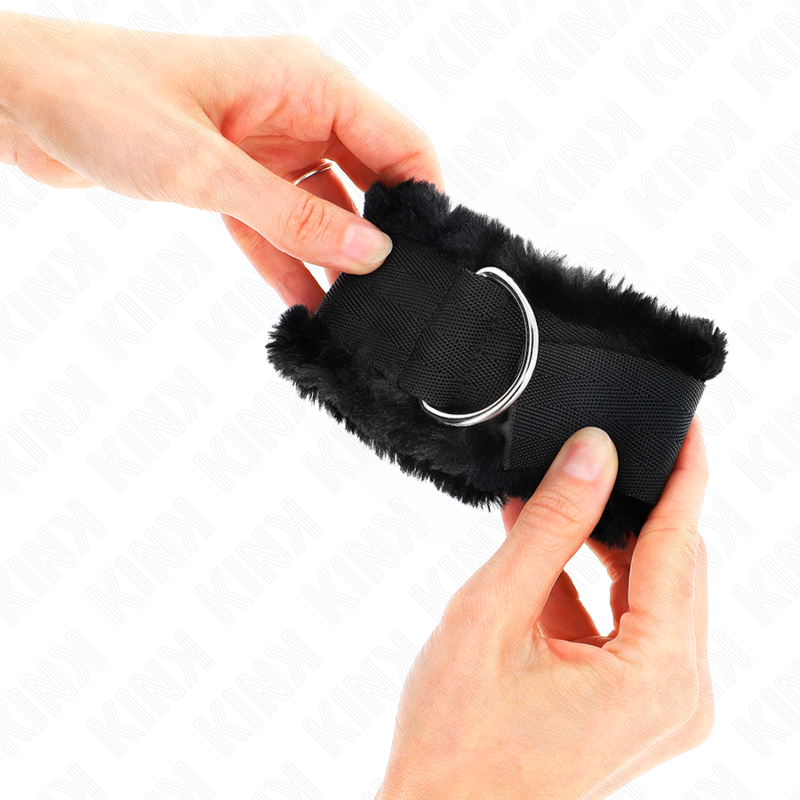 KINK - APPUI-POIGNETS DOUBLÉS DE FOURRURE NOIR AJUSTABLE 17-31 CM X 7 CM - 7eme ciel
