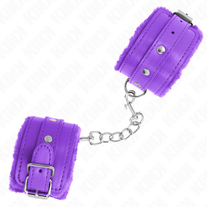 KINK - APPUI-POIGNETS DOUBLÉS DE FOURRURE PREMIUM VIOLET AVEC CEINTURE VIOLET AJUSTABLE 17-29 CM X 6 CM - 7eme ciel