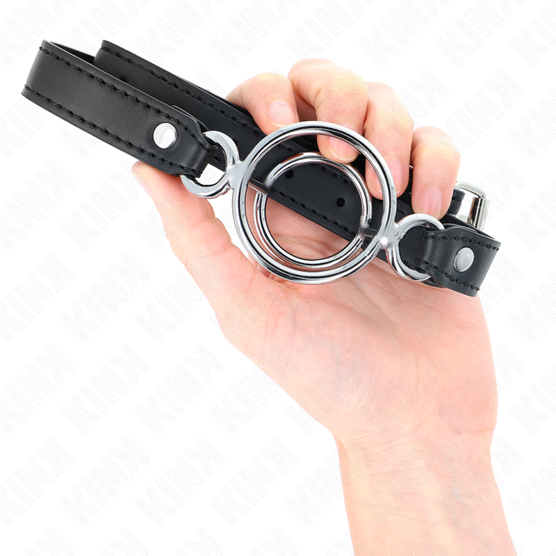 KINK - GAG AVEC PLUSIEURS O-RINGS 5 CM NOIR 63 X 2,5 CM - 7eme ciel