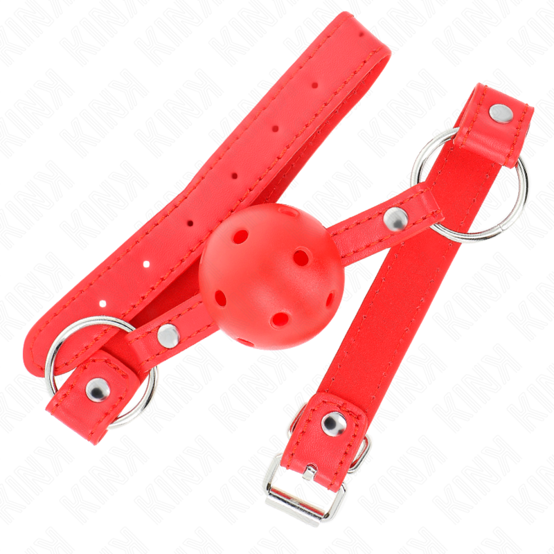 KINK - BÂTON RESPIRANT 4 CM AVEC DOUBLE RIVET MODÈLE 1 ROUGE 62,5 x 2,5 CM RÉGLABLE 42-58 CM - 7eme ciel