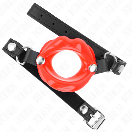 KINK - BÂTON LIP 8 CM AVEC SANGLE EN CUIR ROUGE 63 x 2 CM AJUSTABLE 39-58 CM - 7eme ciel