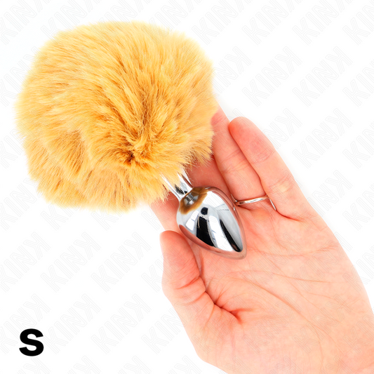 KINK - BOUCHON EN ACIER INOXYDABLE 7 x 3 CM AVEC QUEUE DE LAPIN EN FAUSSE FOURRURE BEIGE 8 CM - 7eme ciel