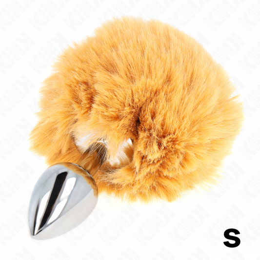 KINK - BOUCHON EN ACIER INOXYDABLE 7 x 3 CM AVEC QUEUE DE LAPIN EN FAUSSE FOURRURE BEIGE 8 CM - 7eme ciel