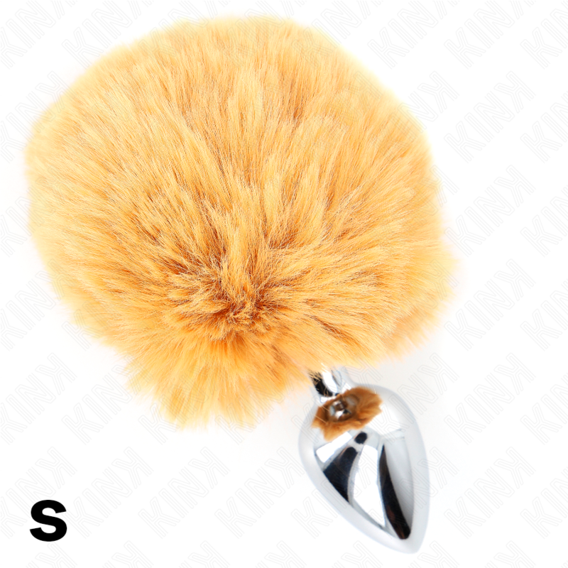 KINK - BOUCHON EN ACIER INOXYDABLE 7 x 3 CM AVEC QUEUE DE LAPIN EN FAUSSE FOURRURE BEIGE 8 CM - 7eme ciel