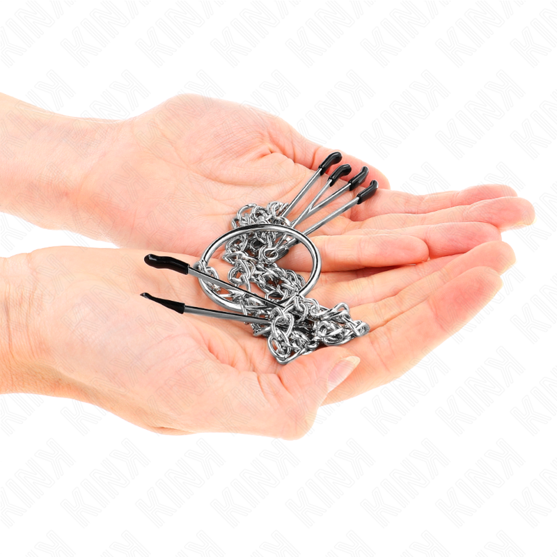 KINK - PINCES TRIPLE À TAMELON ET CLITO AVEC CHAÎNE MODÈLE 1 - 7eme ciel