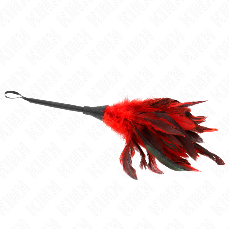 KINK - PLUMES DE POULET TICKLE EN FORME DE CORNE ROUGE 36 CM - 7eme ciel