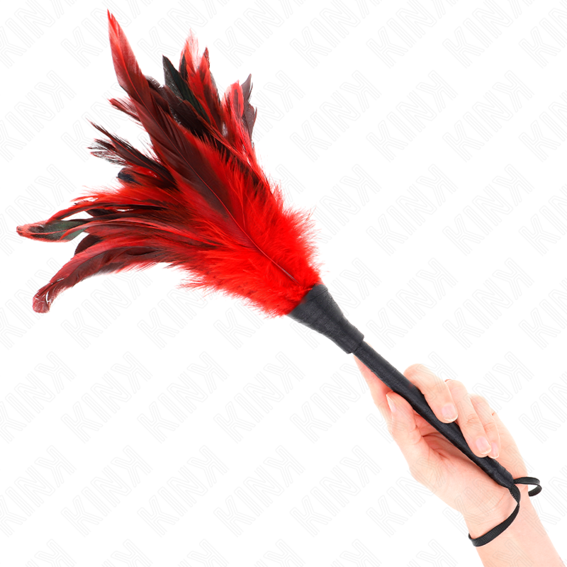 KINK - PLUMES DE POULET TICKLE EN FORME DE CORNE ROUGE 36 CM - 7eme ciel