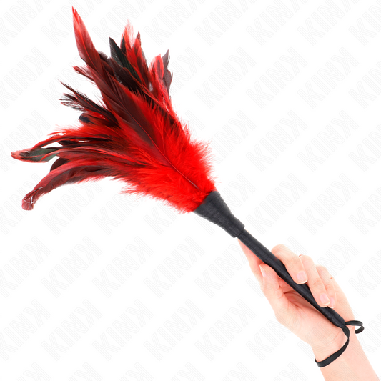 KINK - PLUMES DE POULET TICKLE EN FORME DE CORNE ROUGE 36 CM - 7eme ciel