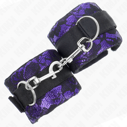 KINK - ATTENTES-POIGNETS COURTES EN DENTELLE DE VELOURS ET RELIURE EN NYLON VIOLET / NOIR 23 X 6,5 CM - 7eme ciel