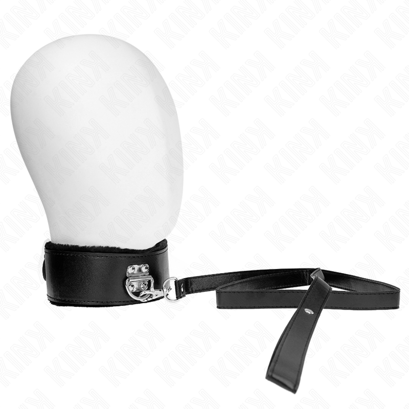 KINK - COLLIER AVEC LAISSE 116 CM AVEC CLOUS ARGENTÉS MODÈLE 4 NOIR AJUSTABLE 40-48 CM X 6 CM - 7eme ciel