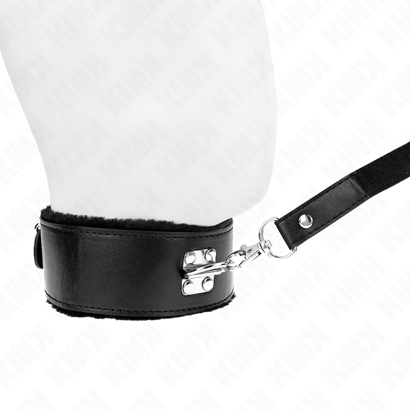 KINK - COLLIER AVEC LAISSE 116 CM AVEC CLOUS ARGENTÉS MODÈLE 4 NOIR AJUSTABLE 40-48 CM X 6 CM - 7eme ciel