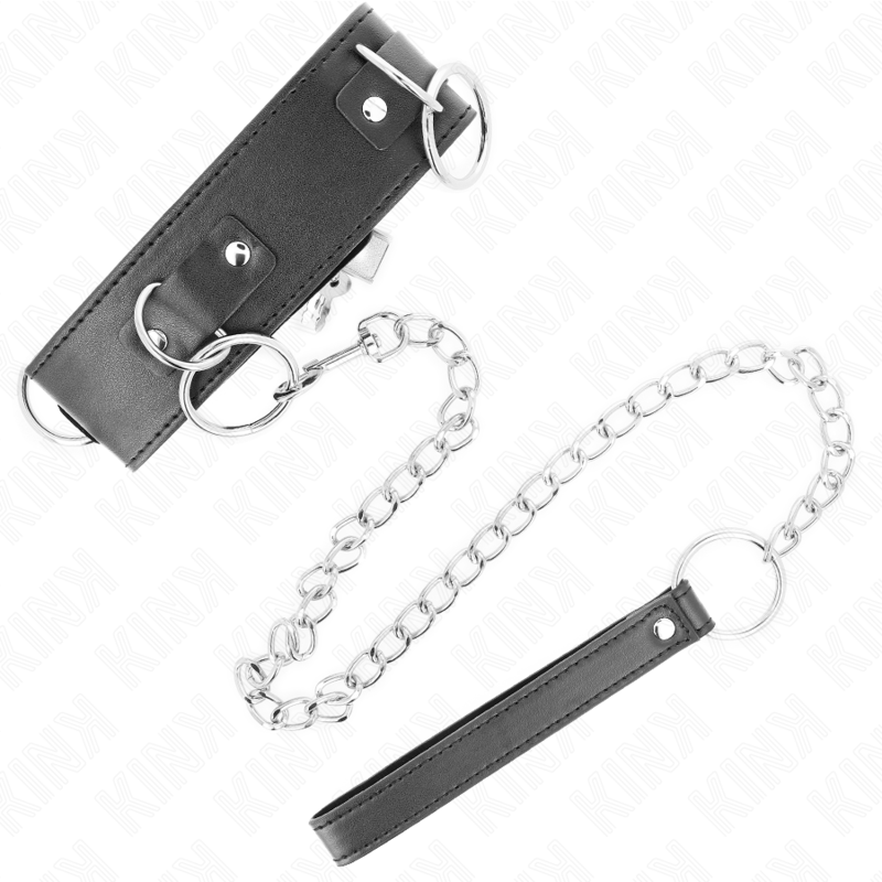 KINK - COLLIER AVEC LAISSE 65 CM 3 ANNEAUX MODÈLE 2 RÉGLABLE 36-43 CM X 5 CM - 7eme ciel