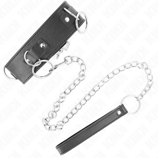 KINK - COLLIER AVEC LAISSE 65 CM 3 ANNEAUX MODÈLE 2 RÉGLABLE 36-43 CM X 5 CM - 7eme ciel