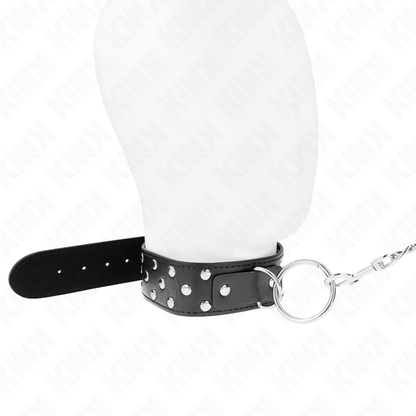 KINK - COLLIER RIVET ANNEAU AVEC CEINTURE 65 CM NOIR AJUSTABLE 36-50 CM X 3,8 CM - 7eme ciel