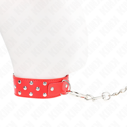 KINK - COLLIER RIVET ANNEAU AVEC CEINTURE 65 CM ROUGE AJUSTABLE 36-50 CM X 3,8 CM - 7eme ciel