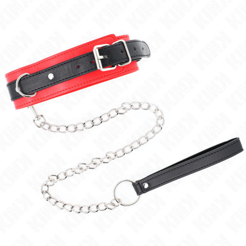 KINK - COLLIER MODÈLE BASIC AVEC LAISSE 65 CM MODÈLE 3 ROUGE 53 X 5 CM - 7eme ciel