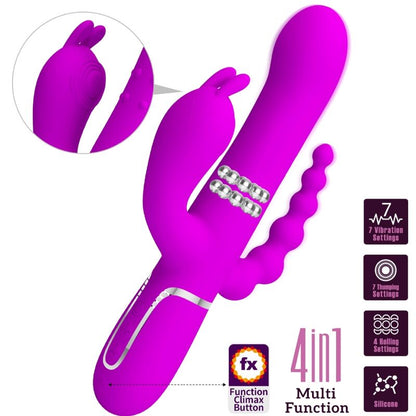 PRETTY LOVE - CAMMY TRIPLE VIBRATEUR MULTIFONCTION 4 EN 1 ROSE - 7eme ciel