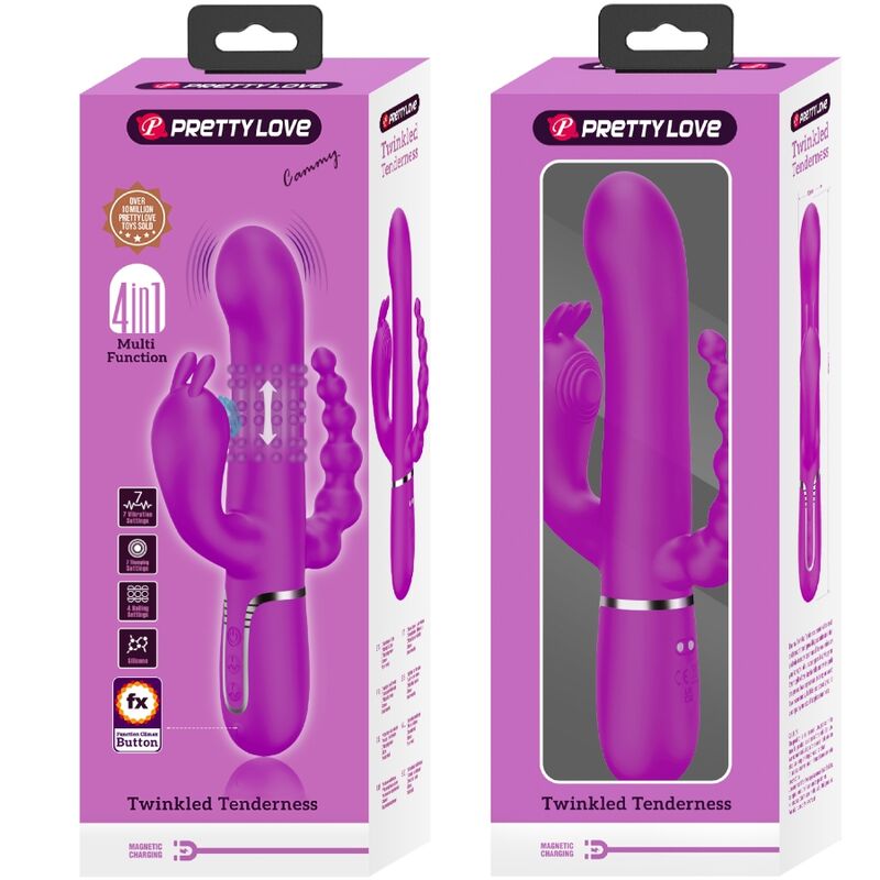 PRETTY LOVE - CAMMY TRIPLE VIBRATEUR MULTIFONCTION 4 EN 1 ROSE - 7eme ciel
