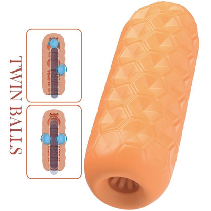 PRETTY LOVE - MASTURBATEUR POUR HOMME À DEUX BOULES ORANGE - 7eme ciel