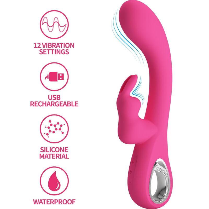 PRETTY LOVE - VIBRATEUR NOVAK RABBIT 12 VIBRATIONS ROSE - 7eme ciel