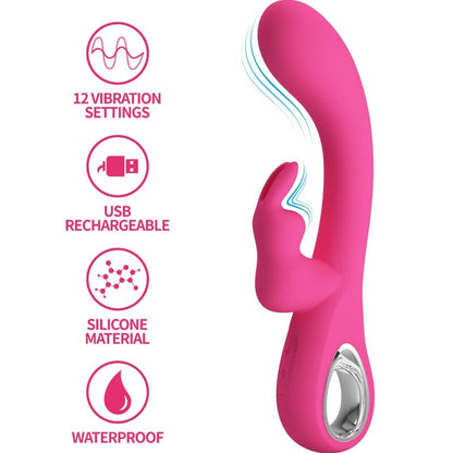 PRETTY LOVE - VIBRATEUR NOVAK RABBIT 12 VIBRATIONS ROSE - 7eme ciel