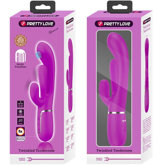 PRETTY LOVE - SHANIA TRIPLE RABBIT VIBRATEUR MULTIFONCTION ROSE - 7eme ciel