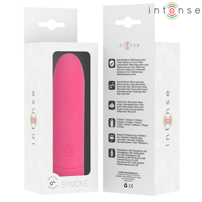INTENSE - SYMONE BULLET VIBRANT RECHARGEABLE USB 8 VIBRATIONS ROSE 10 X 2,2 CM - 7eme ciel