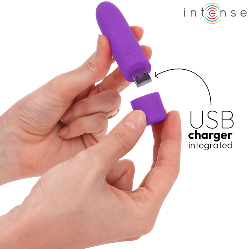 INTENSE - SYMONE BULLET VIBRANT RECHARGEABLE USB 8 VIBRATIONS VIOLET 10 X 2,2 CM - 7eme ciel