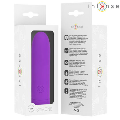 INTENSE - SYMONE BULLET VIBRANT RECHARGEABLE USB 8 VIBRATIONS VIOLET 10 X 2,2 CM - 7eme ciel