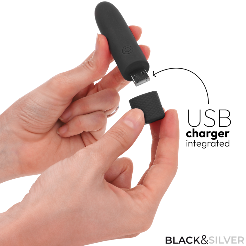 BLACK & SILVER - GERI BULLET VIBRANT RECHARGEABLE USB 8 VIBRATIONS NOIR 10 X 2,2 CM - 7eme ciel