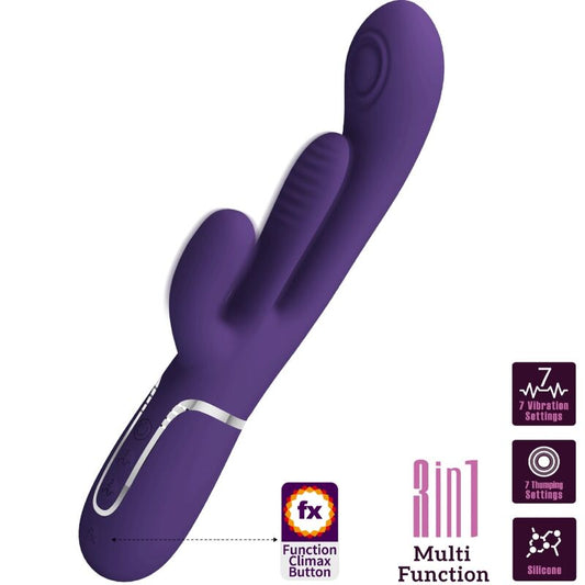 PRETTY LOVE - SHANIA TRIPLE RABBIT VIBRATEUR MULTIFONCTION VIOLET - 7eme ciel