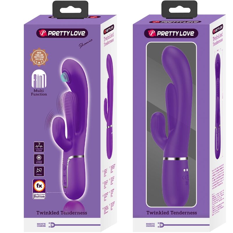 PRETTY LOVE - SHANIA TRIPLE RABBIT VIBRATEUR MULTIFONCTION VIOLET - 7eme ciel