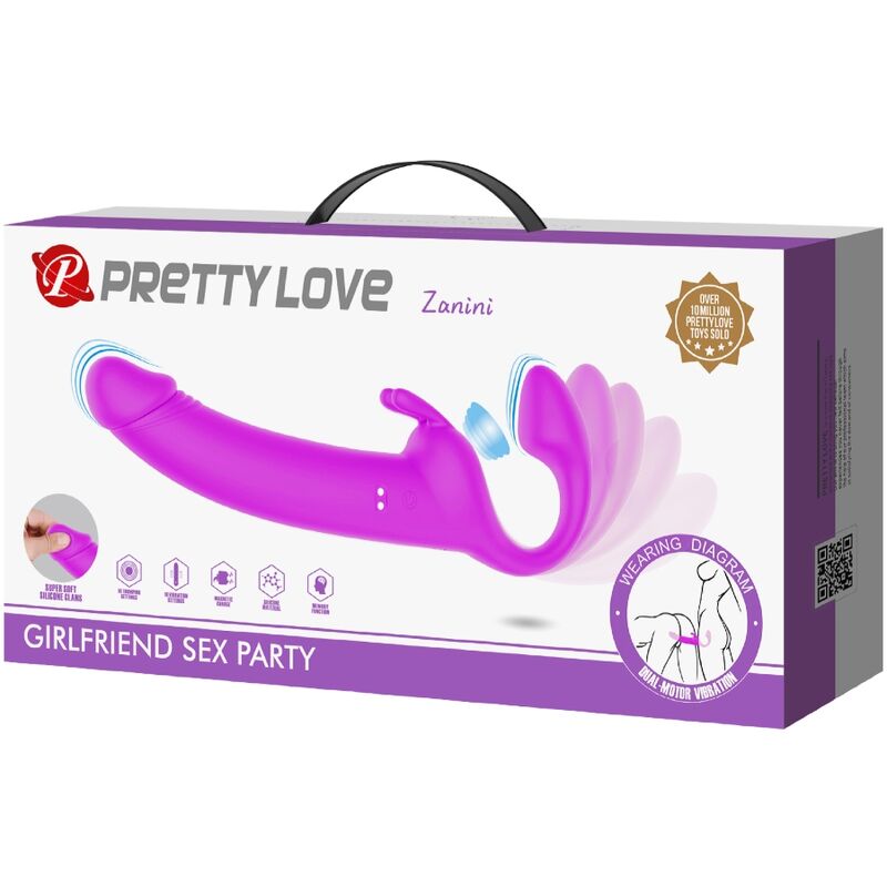 PRETTY LOVE - ZANINI STRAPLESS STRAP-ON 10 VIBRATIONS VIOLET - 7eme ciel