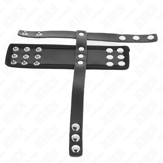 KINK - ANNEAU DE CAGE À PÉNIS EN CUIR AVEC SANGLE RÉGLABLE DE SÉPARATION DES BALLES REVÊTUEUSE - 7eme ciel