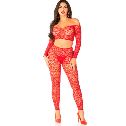 LEG AVENUE - CROP TOP + BAS ROUGE TAILLE UNIQUE