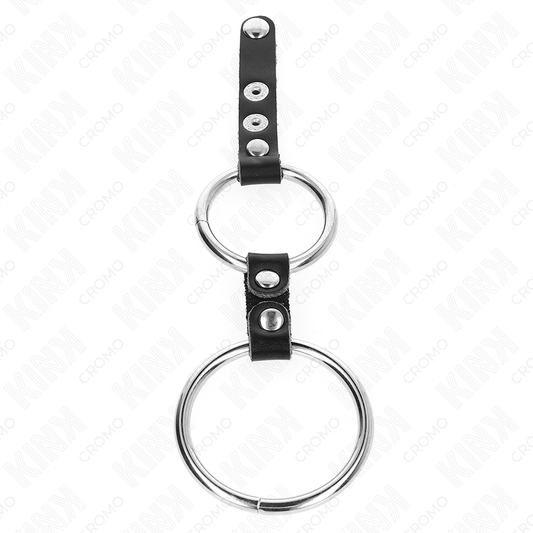 KINK - DOUBLE ANNEAU PÉNIS 3,8 CM À 5 CM CONNECTÉ PAR CUIR - 7eme ciel
