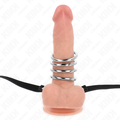 KINK - 5 ANNEAUX PÉNIS 3,8 CM À 5 CM MÉTAL AVEC CEINTURE CUIR 112 CM - 7eme ciel