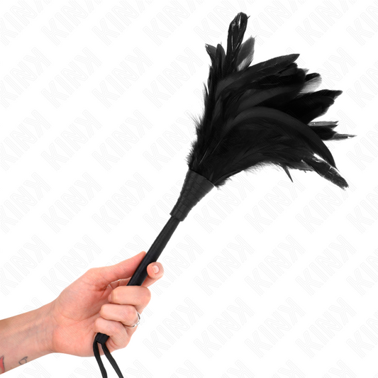KINK - PLUMES DE POULET TICKLE EN FORME DE CORNE NOIRE 36 CM - 7eme ciel