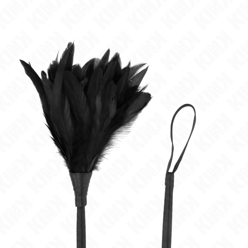 KINK - PLUMES DE POULET TICKLE EN FORME DE CORNE NOIRE 36 CM - 7eme ciel